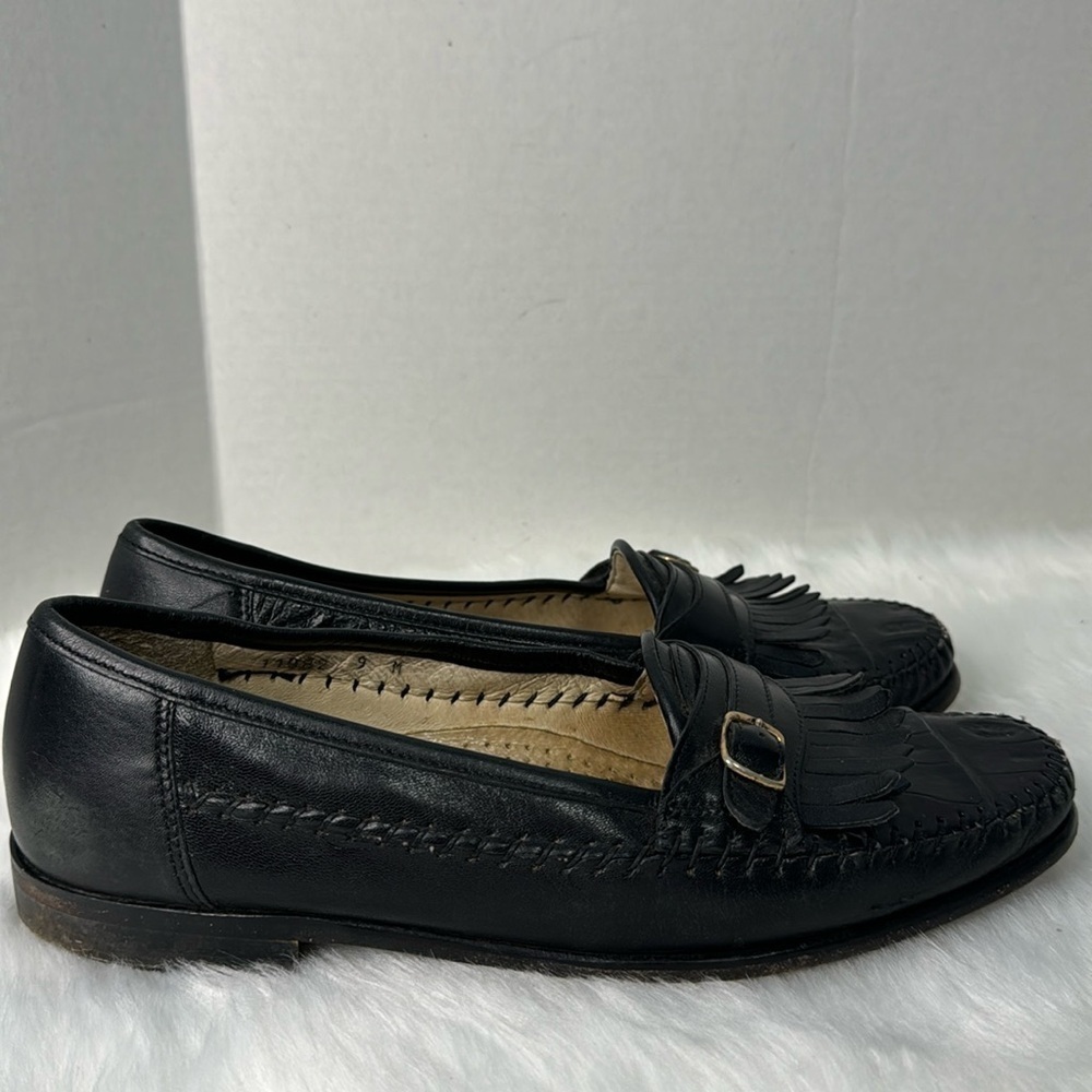 Davinci Imperal Men’s Fringe Leather Monk Strap Black Loafers Made In Italy Sz 9